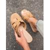 imageCoutgo Womens Wedge Sandals Platform Espadrille Heels Open Toe Strappy Slip On Casual Summer Slide ShoesLight Brown