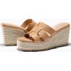imageCoutgo Womens Wedge Sandals Platform Espadrille Heels Open Toe Strappy Slip On Casual Summer Slide ShoesLight Brown