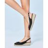 imageWomens Closed Toe Espadrilles Wedges Shoes Platform Slingback Mid Low Heel Canvas Bow Dress SandalsBlack
