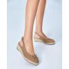 imageWomens Closed Toe Espadrilles Wedges Shoes Platform Slingback Mid Low Heel Canvas Bow Dress SandalsCoffee