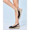 imageWomens Closed Toe Espadrilles Wedges Shoes Platform Slingback Mid Low Heel Canvas Bow Dress SandalsCool Black