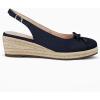 imageWomens Closed Toe Espadrilles Wedges Shoes Platform Slingback Mid Low Heel Canvas Bow Dress SandalsNavy