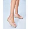 imageWomens Closed Toe Espadrilles Wedges Shoes Platform Slingback Mid Low Heel Canvas Bow Dress SandalsPink
