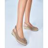 imageWomens Closed Toe Espadrilles Wedges Shoes Platform Slingback Mid Low Heel Canvas Bow Dress SandalsTaupe