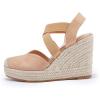 imageWomens Wedge Espadrille Sandals Platform Criss Cross Elastic Strap Slingback Summer Cap Toe ShoesPinkorange