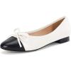 imageCoutgo Womens Cap Toe Ballet Flats Bow Pointed Toe Slip On Office Work Comfort Dress Party Flat ShoesWhite