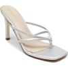 imageCoutgo Womens Heeled Sandals Strappy Square Toe Flip Flops Fashion Thong Slip on Stiletto SandalsSilver