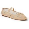 imageCoutgo Womens Mesh Ballet Flats Crystal Rhinestone Studded Comfortable Mary Jane Dress ShoesNude