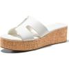 imageCoutgo Womens Platform Wedge Sandals Open Toe Slip On Slides Cork Heeled Cutout Comfortable Summer ShoesWhite
