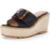 imageCoutgo Womens Wedge Platform Espadrille Slide Sandals Slip On Open Toe High Heels Buckle Casual Summer ShoesBlack