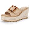 imageCoutgo Womens Wedge Platform Espadrille Slide Sandals Slip On Open Toe High Heels Buckle Casual Summer ShoesKhaki
