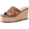 imageCoutgo Womens Wedge Sandals Platform Espadrille Heels Open Toe Strappy Slip On Casual Summer Slide ShoesBrown