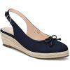 imageWomens Closed Toe Espadrilles Wedges Shoes Platform Slingback Mid Low Heel Canvas Bow Dress SandalsNavy