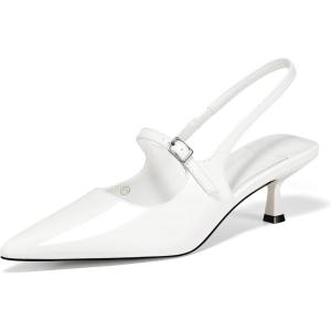 imageCoutgo Slingback Kitten Heels for Womens 2024 Pumps Party Dress ShoesWhite