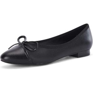 imageCoutgo Womens Cap Toe Ballet Flats Bow Pointed Toe Slip On Office Work Comfort Dress Party Flat ShoesBlack