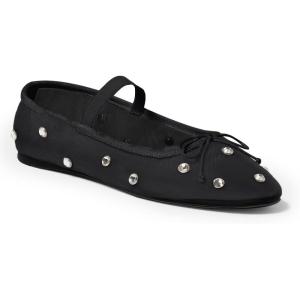 imageCoutgo Womens Mesh Ballet Flats Crystal Rhinestone Studded Comfortable Mary Jane Dress ShoesBlack