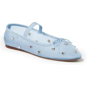 imageCoutgo Womens Mesh Ballet Flats Crystal Rhinestone Studded Comfortable Mary Jane Dress ShoesBlue