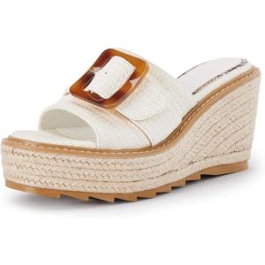 imageCoutgo Womens Wedge Platform Espadrille Slide Sandals Slip On Open Toe High Heels Buckle Casual Summer ShoesCreamywhite