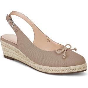 imageWomens Closed Toe Espadrilles Wedges Shoes Platform Slingback Mid Low Heel Canvas Bow Dress SandalsTaupe