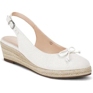 imageWomens Closed Toe Espadrilles Wedges Shoes Platform Slingback Mid Low Heel Canvas Bow Dress SandalsWhite