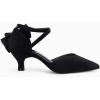 imageCoutgo Womens Low Kitten Heel Bow Heels Dress Shoes Closed Pointed Toe Ankle Strap Elegant Wedding Party PumpsBlack