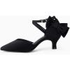 imageCoutgo Womens Low Kitten Heel Bow Heels Dress Shoes Closed Pointed Toe Ankle Strap Elegant Wedding Party PumpsBlack