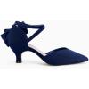 imageCoutgo Womens Low Kitten Heel Bow Heels Dress Shoes Closed Pointed Toe Ankle Strap Elegant Wedding Party PumpsNavy