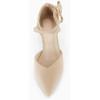 imageCoutgo Womens Low Kitten Heel Bow Heels Dress Shoes Closed Pointed Toe Ankle Strap Elegant Wedding Party PumpsNude