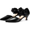 imageCoutgo Womens Low Kitten Heels Dressy Shoes Comfortable Closed Toe Flower Slip on Formal Party Dance Heeled PumpsBlack