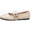 imageCoutgo Womens Mary Jane Flats Shoes Dressy Comfortable Square Toe Double Strap Soft Work Slip on Ballet FlatBeige