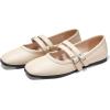 imageCoutgo Womens Mary Jane Flats Shoes Dressy Comfortable Square Toe Double Strap Soft Work Slip on Ballet FlatBeige