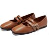 imageCoutgo Womens Mary Jane Flats Shoes Dressy Comfortable Square Toe Double Strap Soft Work Slip on Ballet FlatBrown