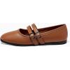 imageCoutgo Womens Mary Jane Flats Shoes Dressy Comfortable Square Toe Double Strap Soft Work Slip on Ballet FlatBrown