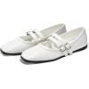imageCoutgo Womens Mary Jane Flats Shoes Dressy Comfortable Square Toe Double Strap Soft Work Slip on Ballet FlatWhite