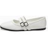 imageCoutgo Womens Mary Jane Flats Shoes Dressy Comfortable Square Toe Double Strap Soft Work Slip on Ballet FlatWhite