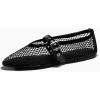 imageCoutgo Womens Mesh Mary Jane Flats Ballet Fishnet Ballerina Flats Buckle Strap Comfortable Causal Dress ShoesBlack