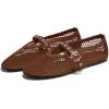 imageCoutgo Womens Mesh Mary Jane Flats Ballet Fishnet Ballerina Flats Buckle Strap Comfortable Causal Dress ShoesBrown