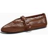 imageCoutgo Womens Mesh Mary Jane Flats Ballet Fishnet Ballerina Flats Buckle Strap Comfortable Causal Dress ShoesBrown