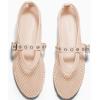 imageCoutgo Womens Mesh Mary Jane Flats Ballet Fishnet Ballerina Flats Buckle Strap Comfortable Causal Dress ShoesNude