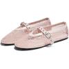 imageCoutgo Womens Mesh Mary Jane Flats Ballet Fishnet Ballerina Flats Buckle Strap Comfortable Causal Dress ShoesPink