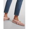 imageCoutgo Womens Mesh Mary Jane Flats Ballet Fishnet Ballerina Flats Buckle Strap Comfortable Causal Dress ShoesPink