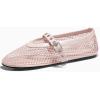 imageCoutgo Womens Mesh Mary Jane Flats Ballet Fishnet Ballerina Flats Buckle Strap Comfortable Causal Dress ShoesPink