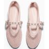 imageCoutgo Womens Mesh Mary Jane Flats Ballet Fishnet Ballerina Flats Buckle Strap Comfortable Causal Dress ShoesPink