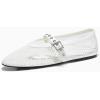 imageCoutgo Womens Mesh Mary Jane Flats Ballet Fishnet Ballerina Flats Buckle Strap Comfortable Causal Dress ShoesWhite