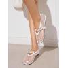imageCoutgo Womens Mesh Mary Jane Flats Ballet Fishnet Ballerina Flats Buckle Strap Comfortable Causal Dress ShoesWhite