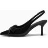 imageCoutgo Womens Slingback Kitten Heels Bow Closed Pointed Toe Pumps Slip on Office Work Dress ShoesBlack