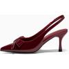 imageCoutgo Womens Slingback Kitten Heels Bow Closed Pointed Toe Pumps Slip on Office Work Dress ShoesBurgundy