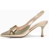 imageCoutgo Womens Slingback Kitten Heels Bow Closed Pointed Toe Pumps Slip on Office Work Dress ShoesLight Gold
