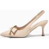 imageCoutgo Womens Slingback Kitten Heels Bow Closed Pointed Toe Pumps Slip on Office Work Dress ShoesNude