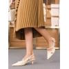 imageCoutgo Womens Slingback Kitten Heels Low Heel Closed Pointed Toe Pumps Buckle Strap Heeled Sandals ShoesBeige